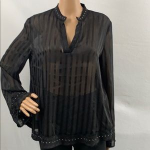 NWT. ZARA. Black women’s sheer long sleeve